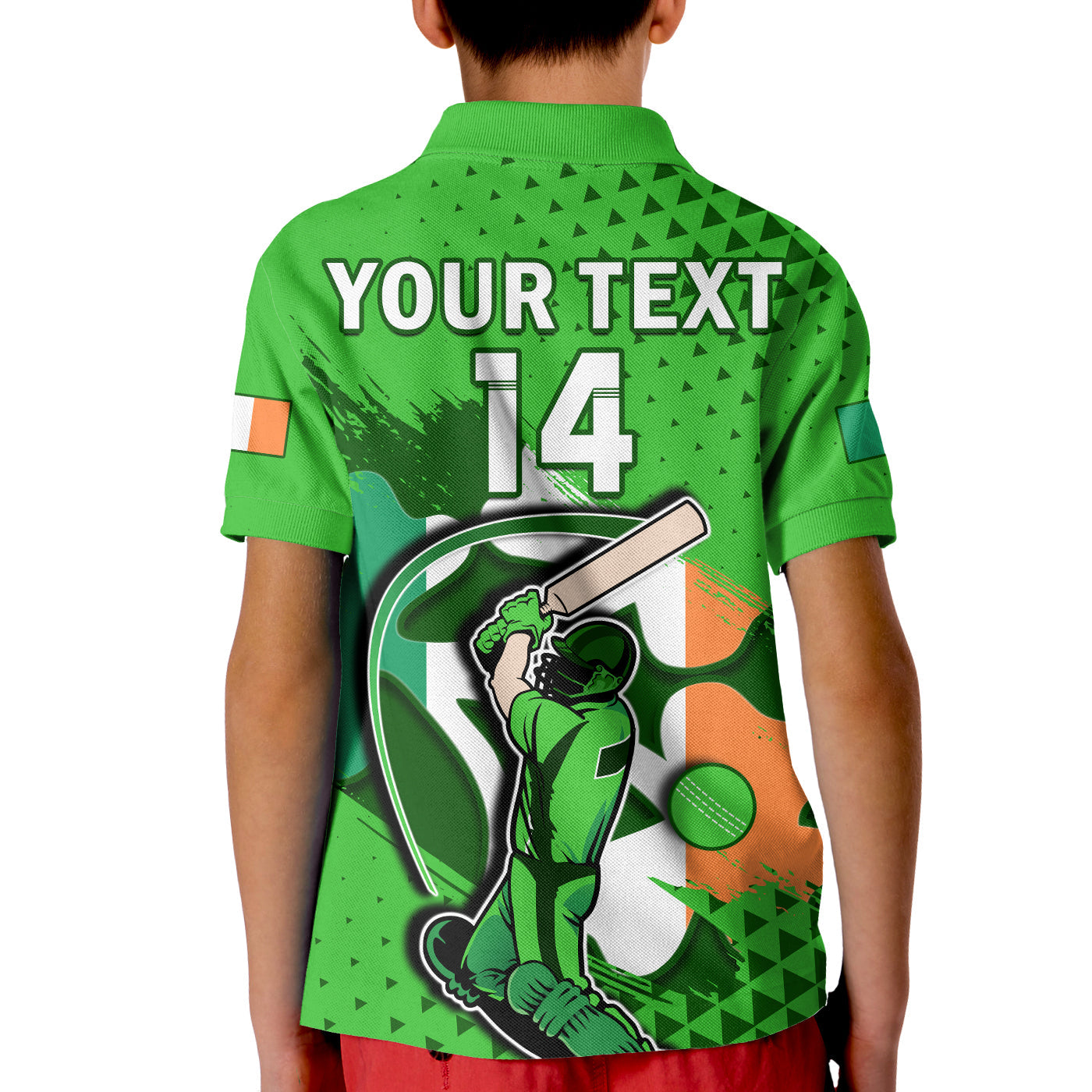 (Custom Text And Number) Ireland Cricket Polo Shirt KID Irish Flag Shamrock Sporty Style - Vibe Hoodie Shop