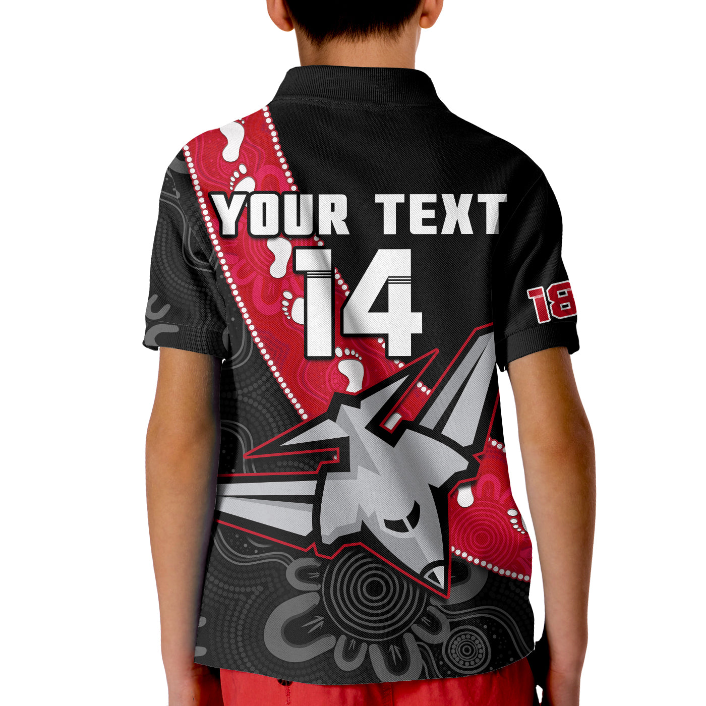 (Custom Text And Number) Essendon Football Polo Shirt KID Go Bombers 1872 Aboriginal Art - Vibe Hoodie Shop