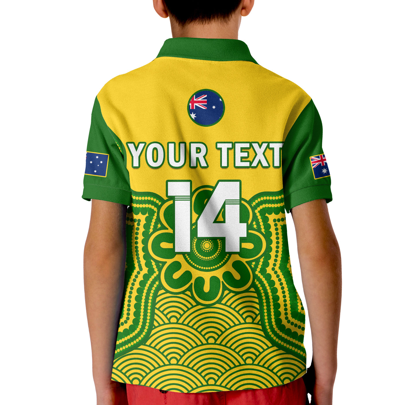 (Custom Text And Number) Australia Soccer Polo Shirt KID Socceroos Aboriginal Go Champions World Cup 2022 - Vibe Hoodie Shop