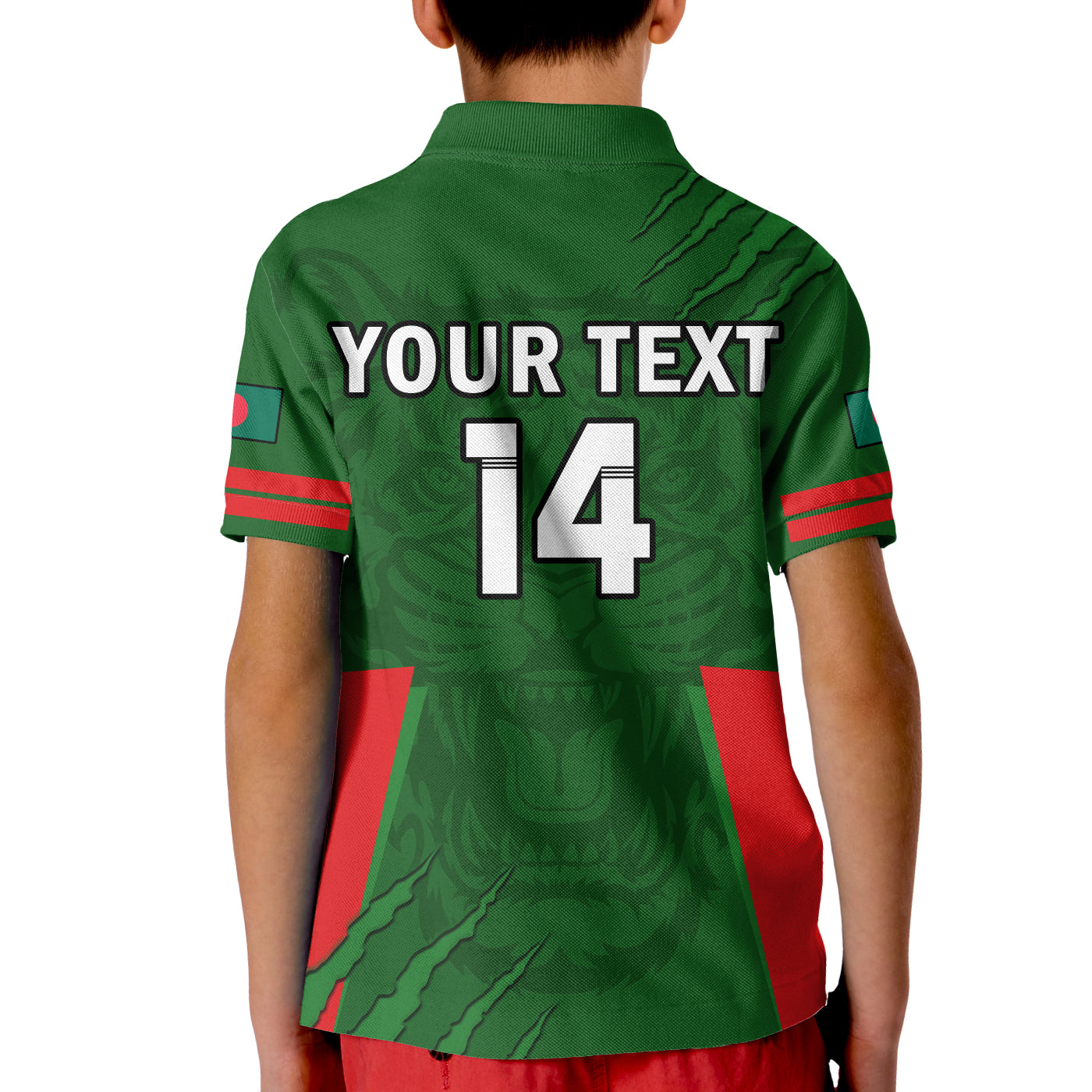 (Custom Text And Number) Bangladesh Cricket Polo Shirt KID Tigers 2022 Mens T20 World Cup - Vibe Hoodie Shop