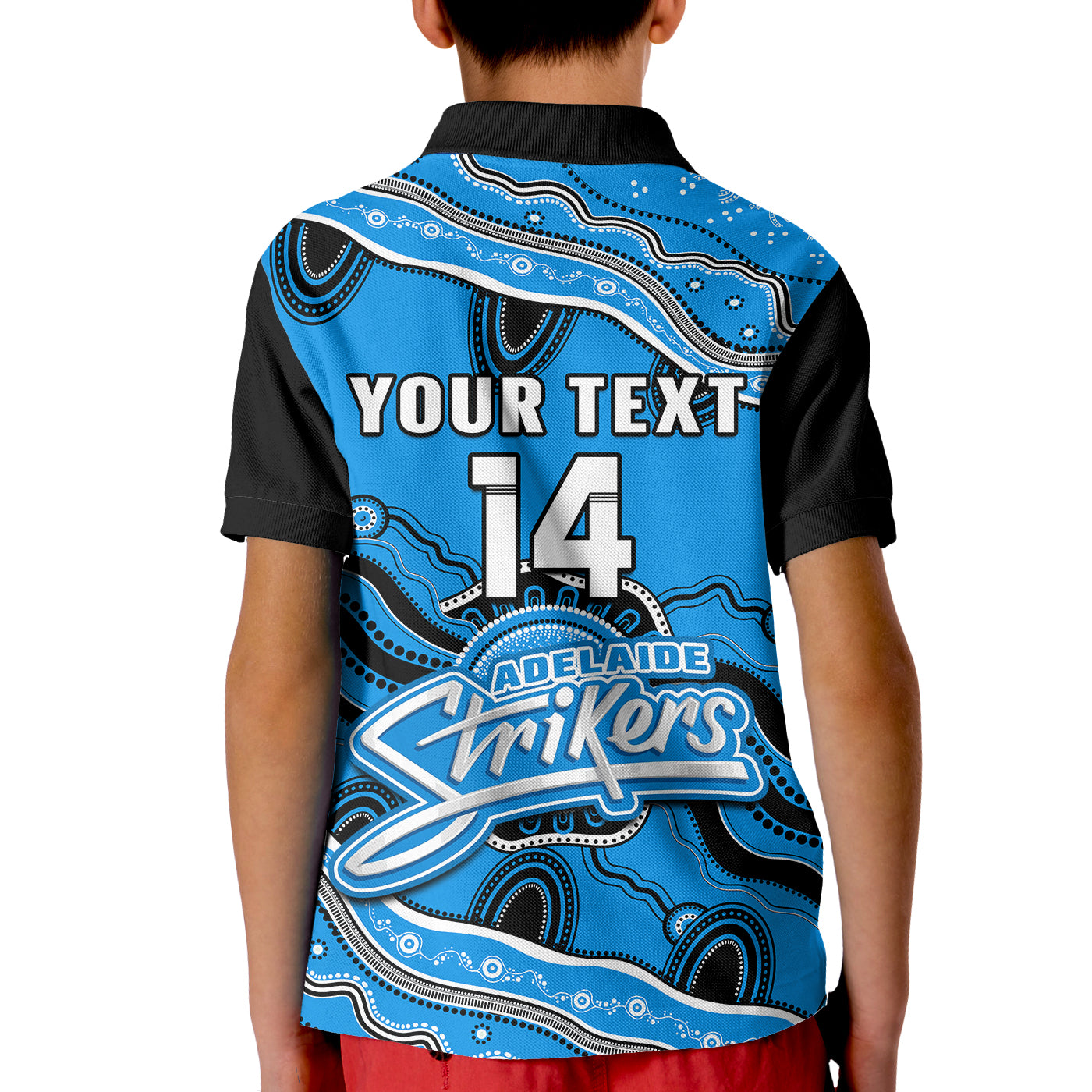 (Custom Text And Number) Adelaide Strikers Cricket Polo Shirt KID Aboriginal Painting - Vibe Hoodie Shop