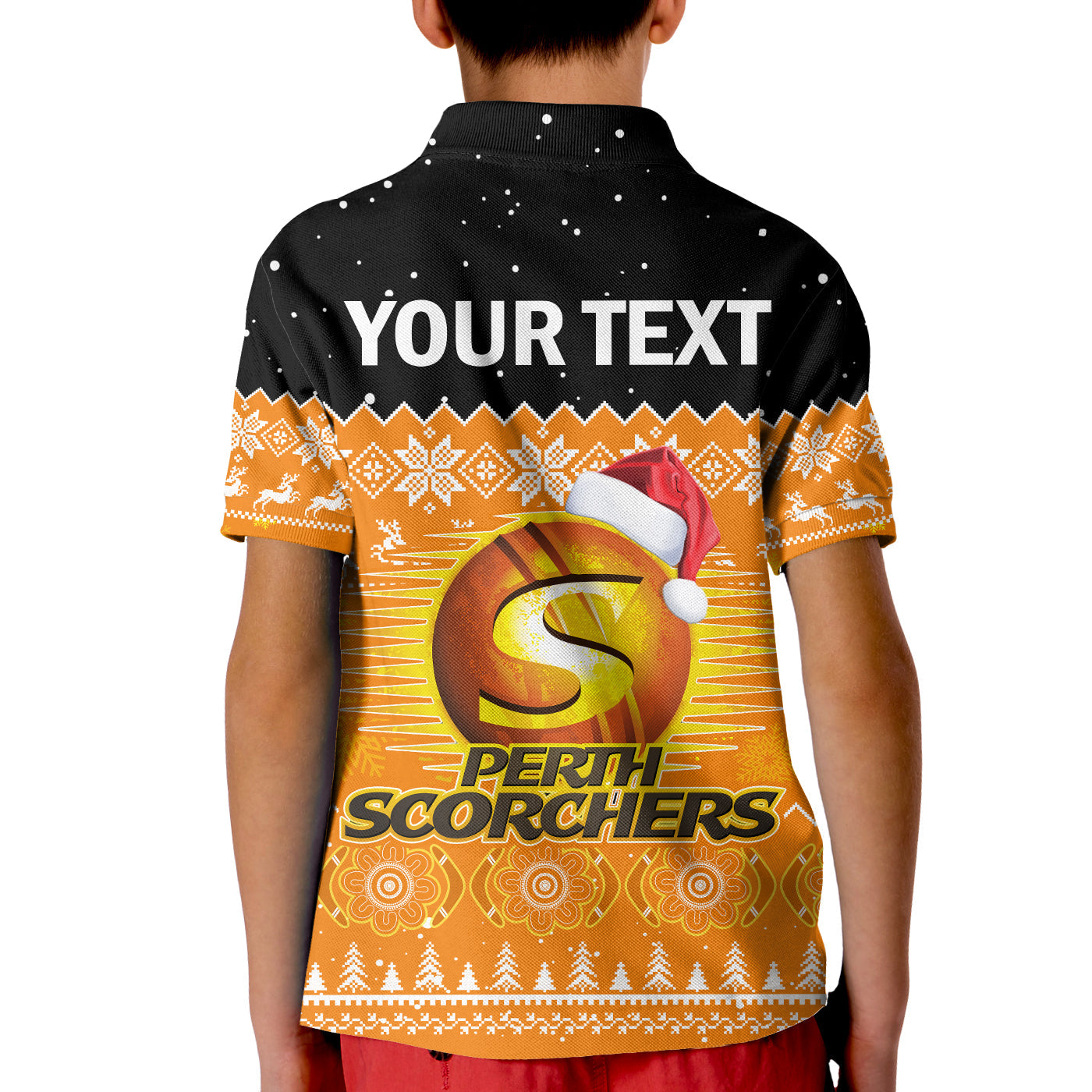 (Custom Personalised) Perth Scorchers Cricket Polo Shirt KID Aboriginal Merry Christmas - Vibe Hoodie Shop