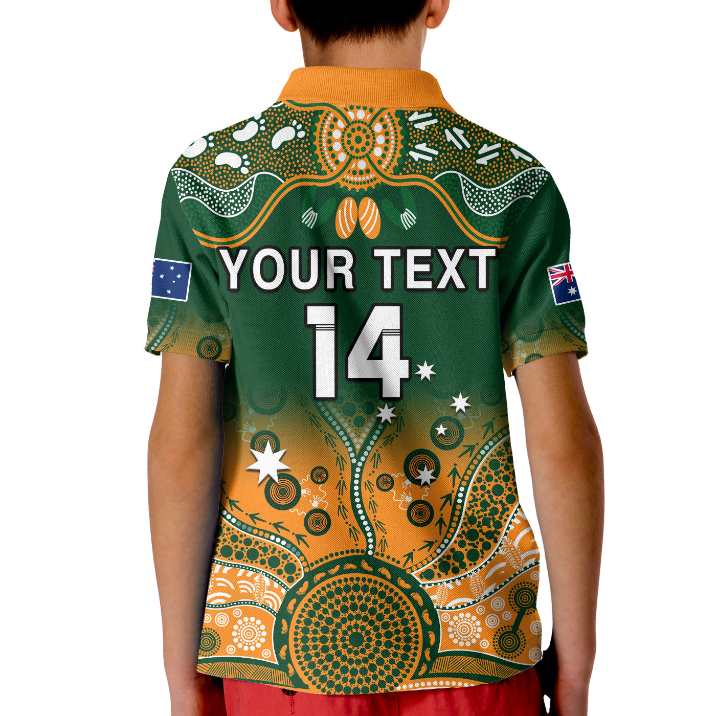 (Custom Text And Number) Australia Rugby Polo Shirt Aussie Sevens Green Indigenous - Vibe Hoodie Shop