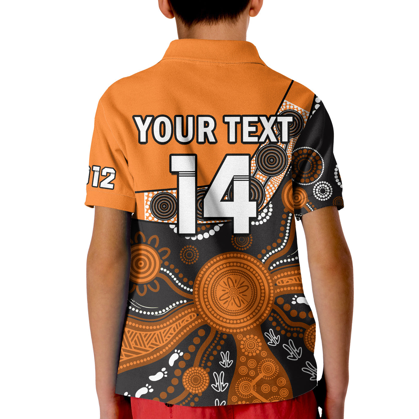 (Custom Text And Number) Greater Western Sydney Football Polo Shirt KID Giants 2012 Boomerang Indigenous Pattern - Vibe Hoodie Shop