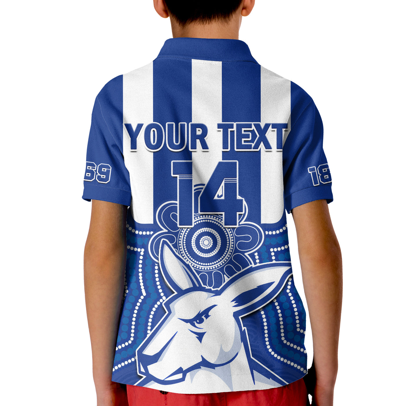 (Custom Text And Number) Melbourne Football Polo Shirt KID North Kangaroos 1869 Aboriginal Art - Vibe Hoodie Shop