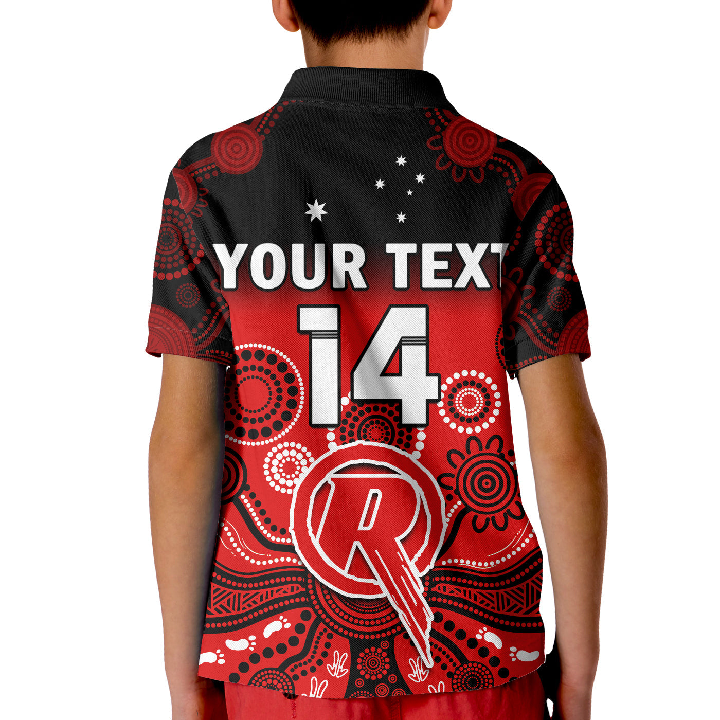 (Custom Text And Number) Renegades Cricket Polo Shirt Melbourne Gradient Aboriginal Art - Vibe Hoodie Shop