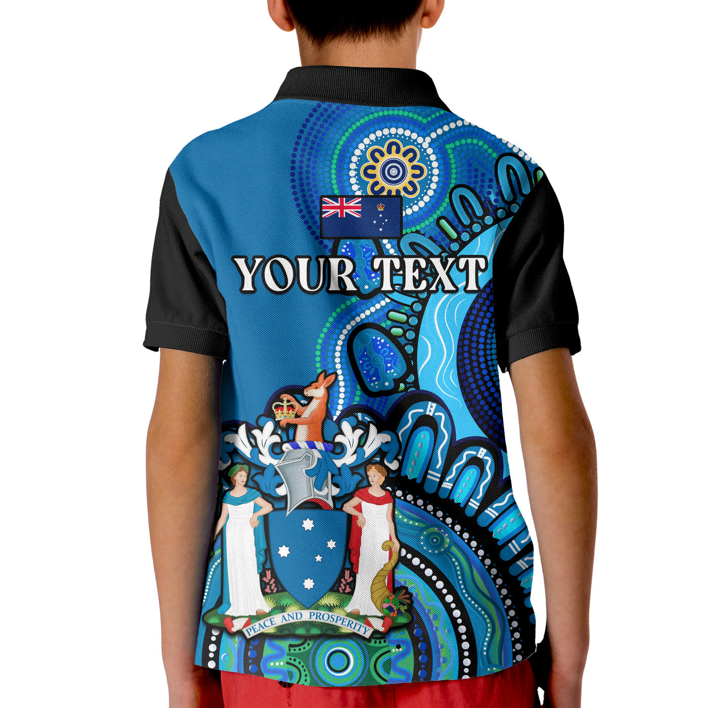 (Custom Personalised) Victoria State Polo Shirt KID Australian Indigenous Art - Vibe Hoodie Shop