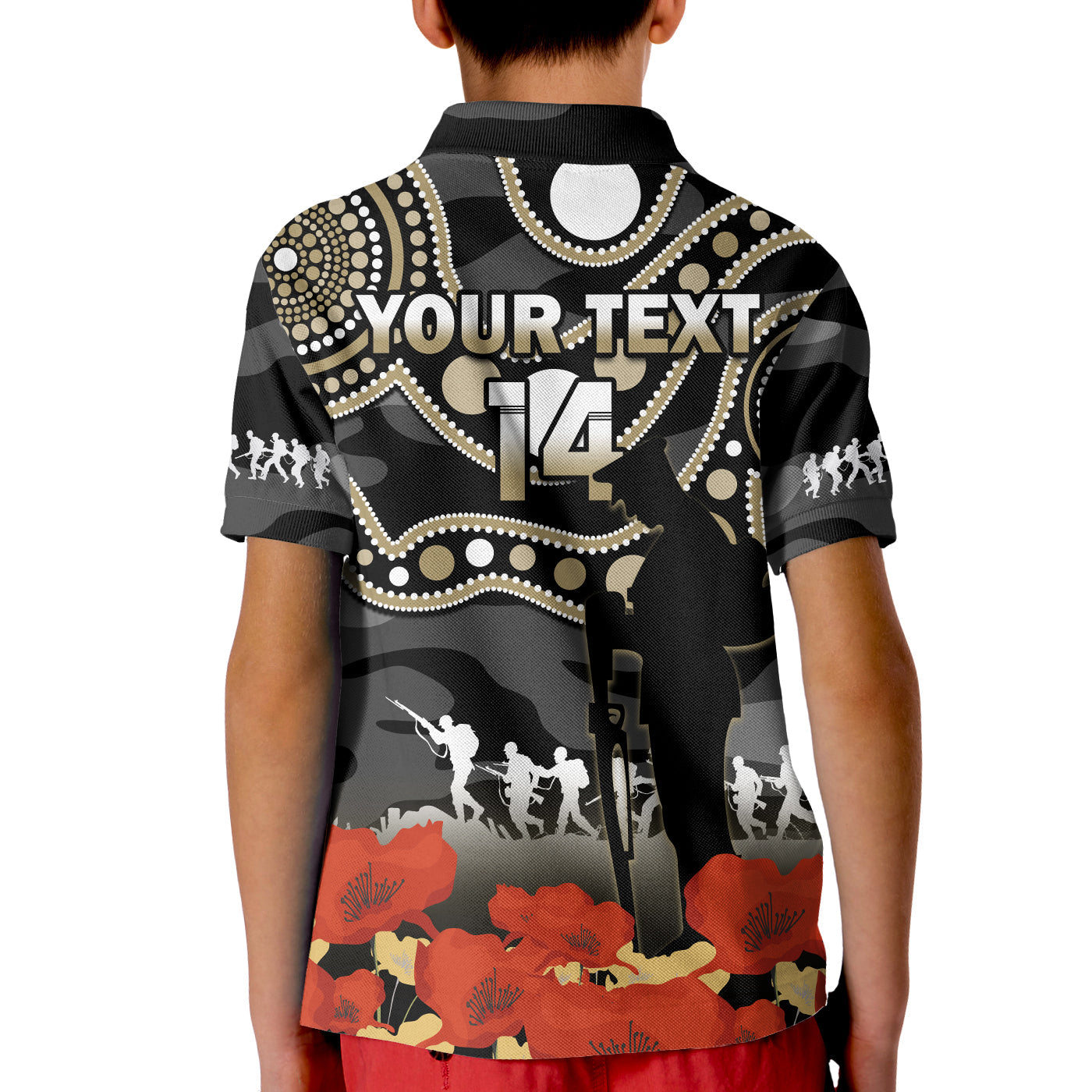 (Custom Text And Number) Collingwood Football ANZAC 2023 Polo Shirt Aboriginal Mix Poppy Camouflage - Vibe Hoodie Shop