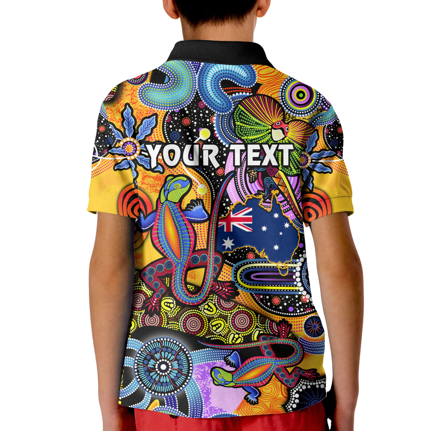 (Custom Personalised) Australia Polo Shirt KID Indigenous Animal Artsy - Vibe Hoodie Shop