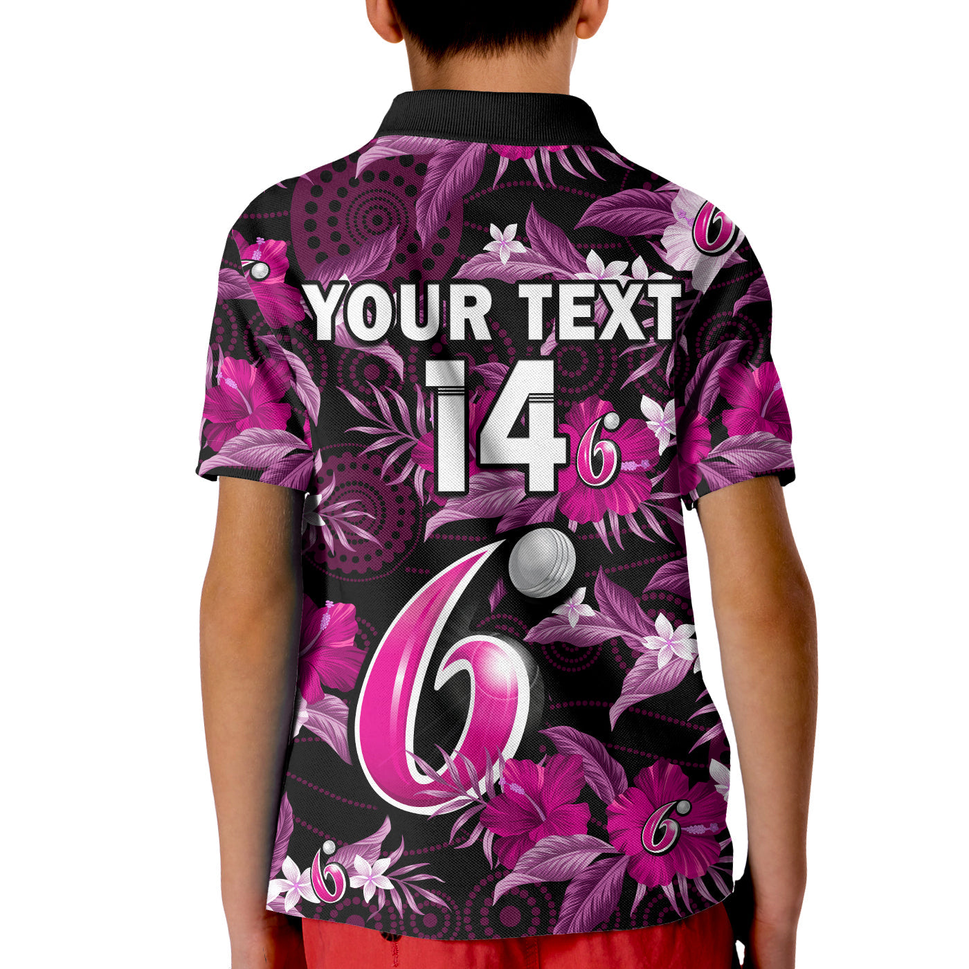 (Custom Text And Number) Sydney Sixers Cricket Polo Shirt Aboriginal Art Mix Tropical Flowers - Vibe Hoodie Shop