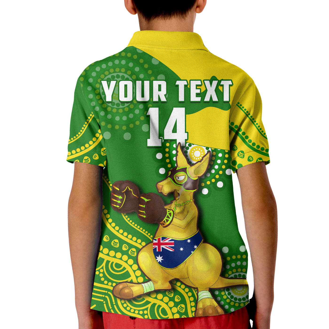 (Custom Text And Number) Australia Polo Shirt KID Boxing Kangaroo Indigenous National Color Art - Vibe Hoodie Shop