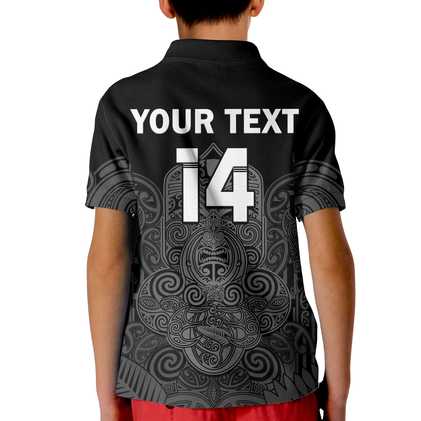 (Custom Text And Number) New Zealand Tiki Rugby Polo Shirt KID NZ Maori Koru Pattern Ver.01 - Vibe Hoodie Shop