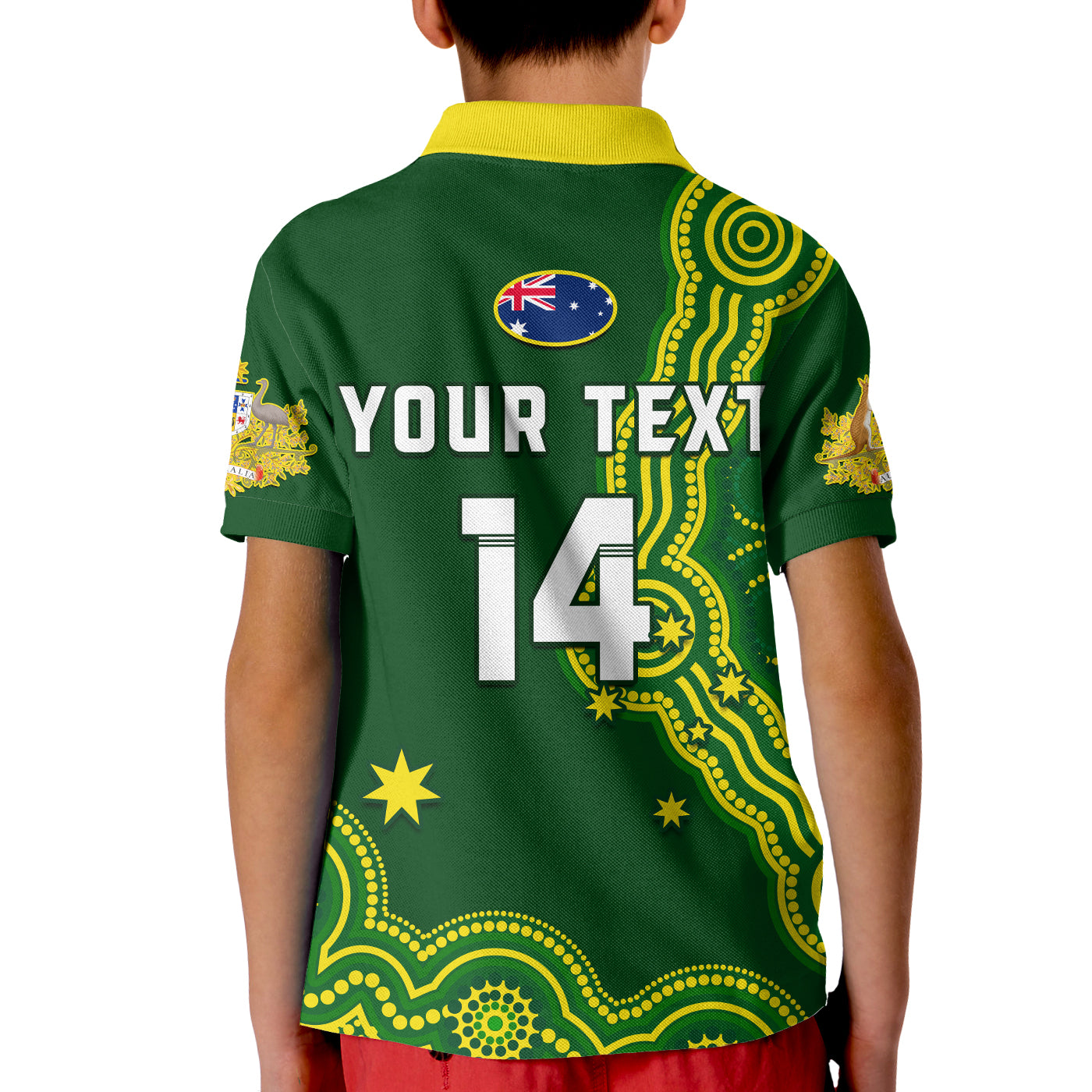 (Custom Text And Number) Australia Rugby Polo Shirt KID The Kangaroos Champions Pacific Indigenous - Vibe Hoodie Shop