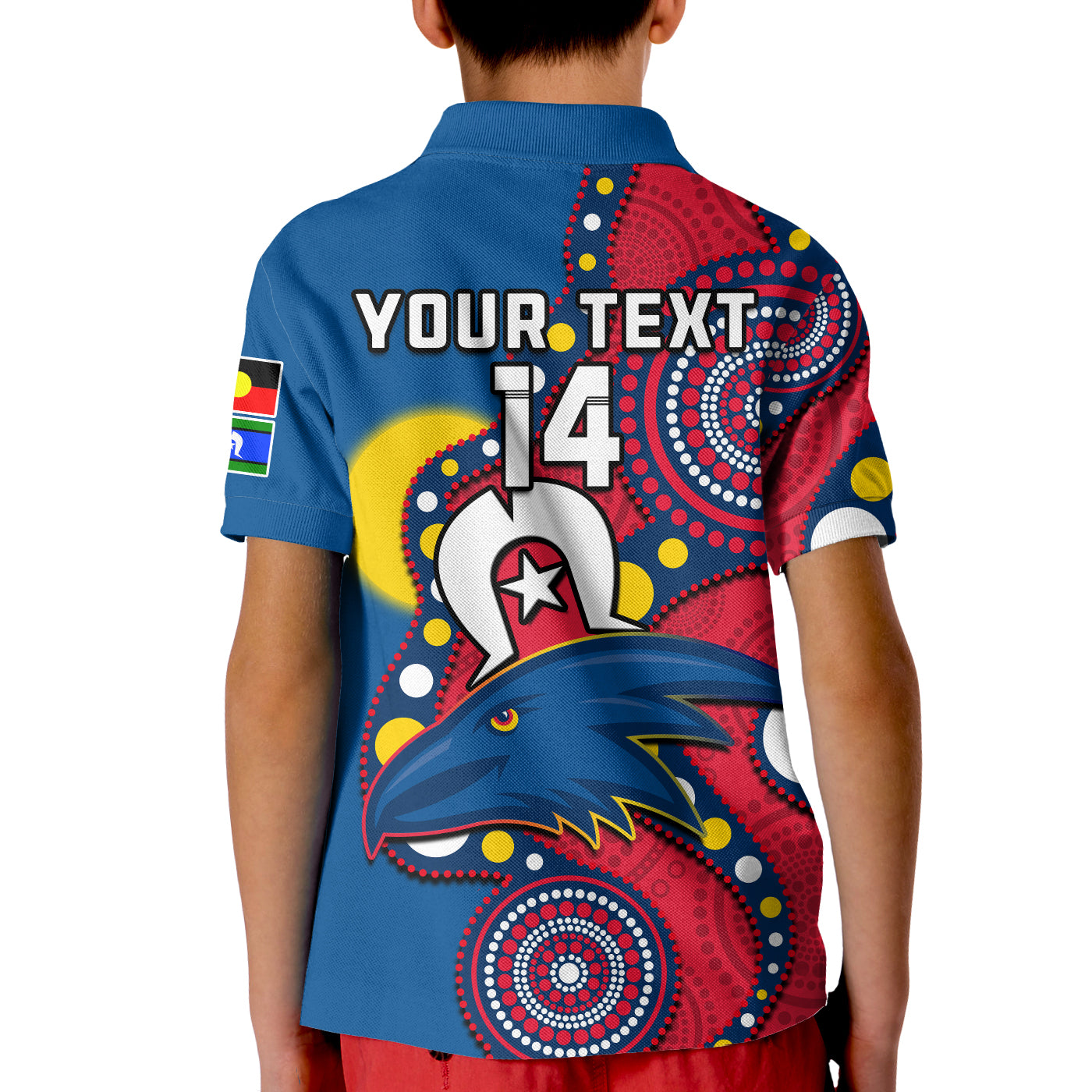 (Custom Text And Number) Adelaide Football NAIDOC 2023 Polo Shirt KID Crows For Our Elders Indigenous - Vibe Hoodie Shop