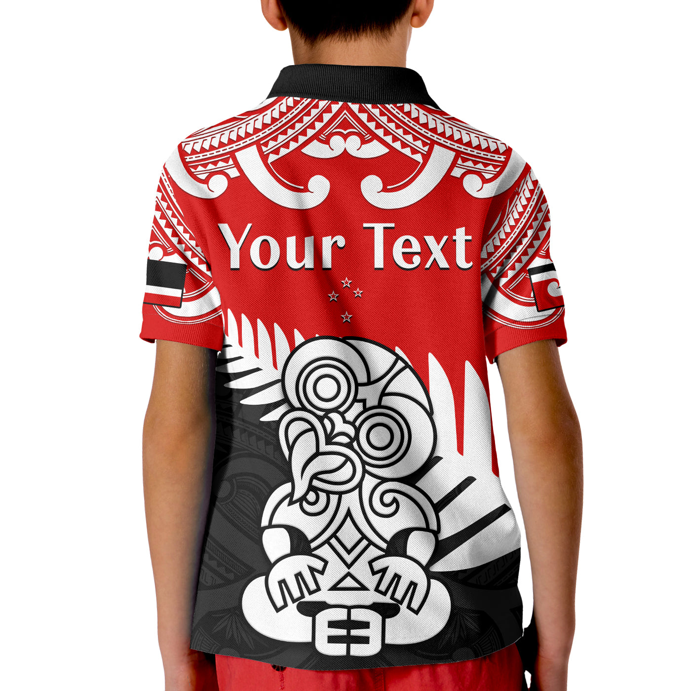 (Custom Personalised) Waitangi Day Polo Shirt KID Tino Rangatiratanga Flag With Tiki Maori Fern - Vibe Hoodie Shop