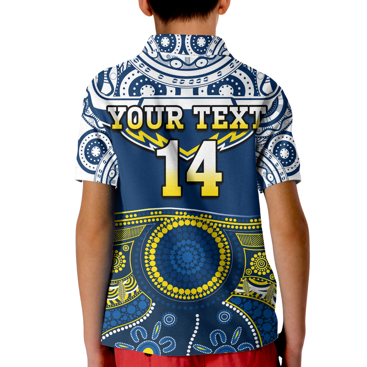 (Custom Text And Number) Cowboys Rugby Polo Shirt KID Aboriginal Art - Vibe Hoodie Shop