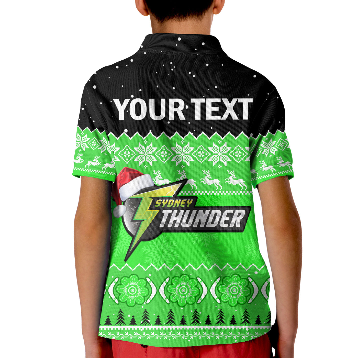 (Custom Personalised) Thunder Cricket Polo Shirt KID Aboriginal Merry Christmas - Vibe Hoodie Shop