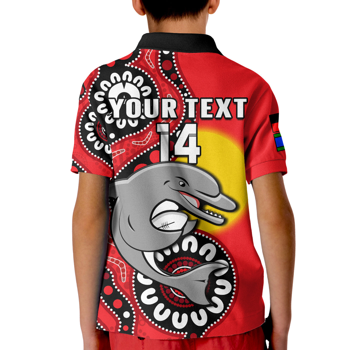 (Custom Text And Number) Dolphins Rugby NAIDOC 2023 Polo Shirt KID For Our Elders Aboriginal - Vibe Hoodie Shop