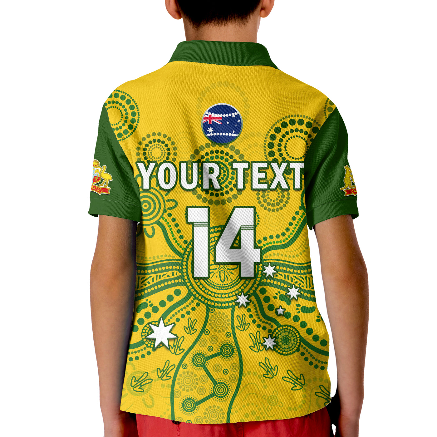 (Custom Text And Number) Australia Cricket Polo Shirt KID Aussie 2022 Mens T20 World Cup - Vibe Hoodie Shop