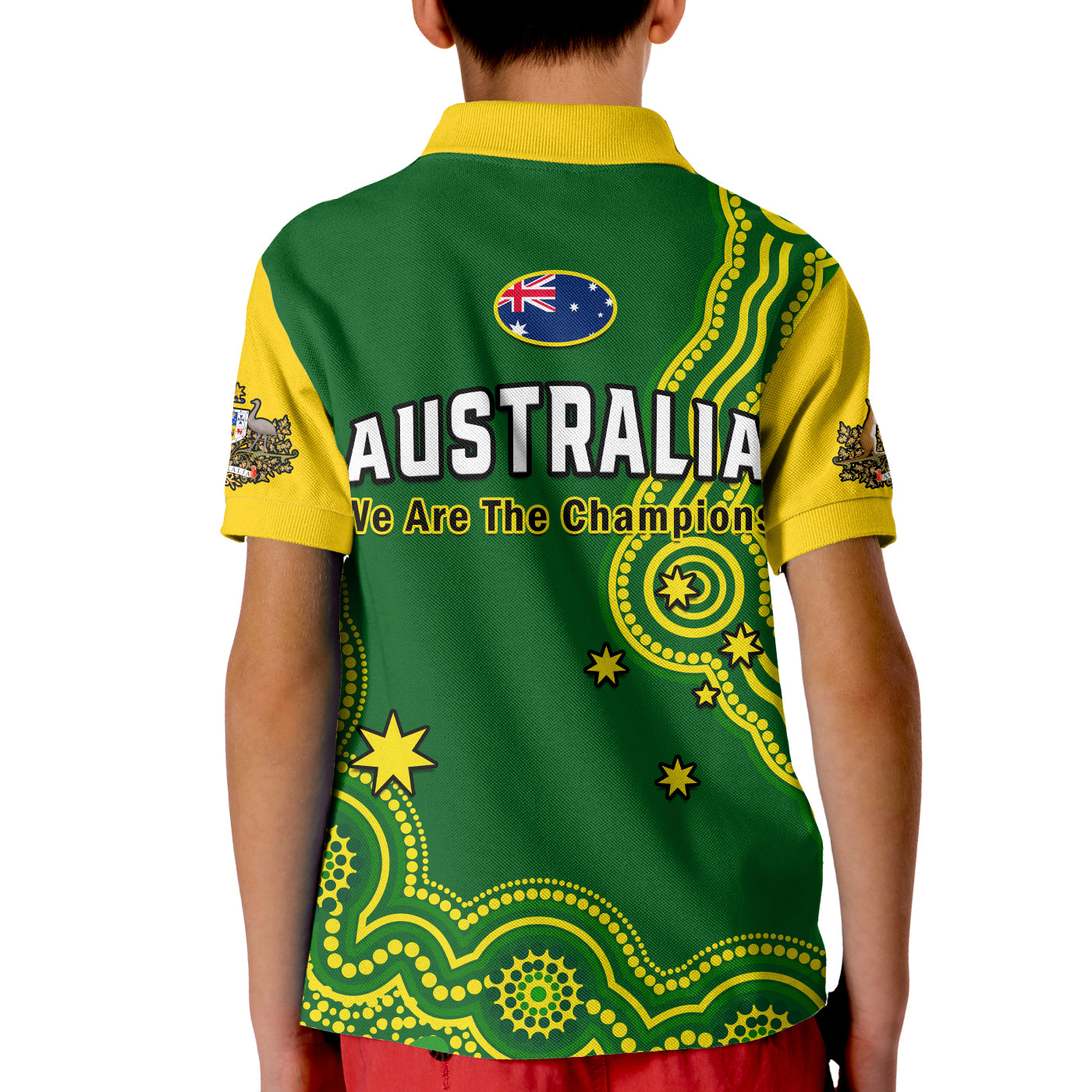 (Custom Text And Number) Australia Rugby Polo Shirt KID Jillaroos Champions Indigenous Green Style - Vibe Hoodie Shop