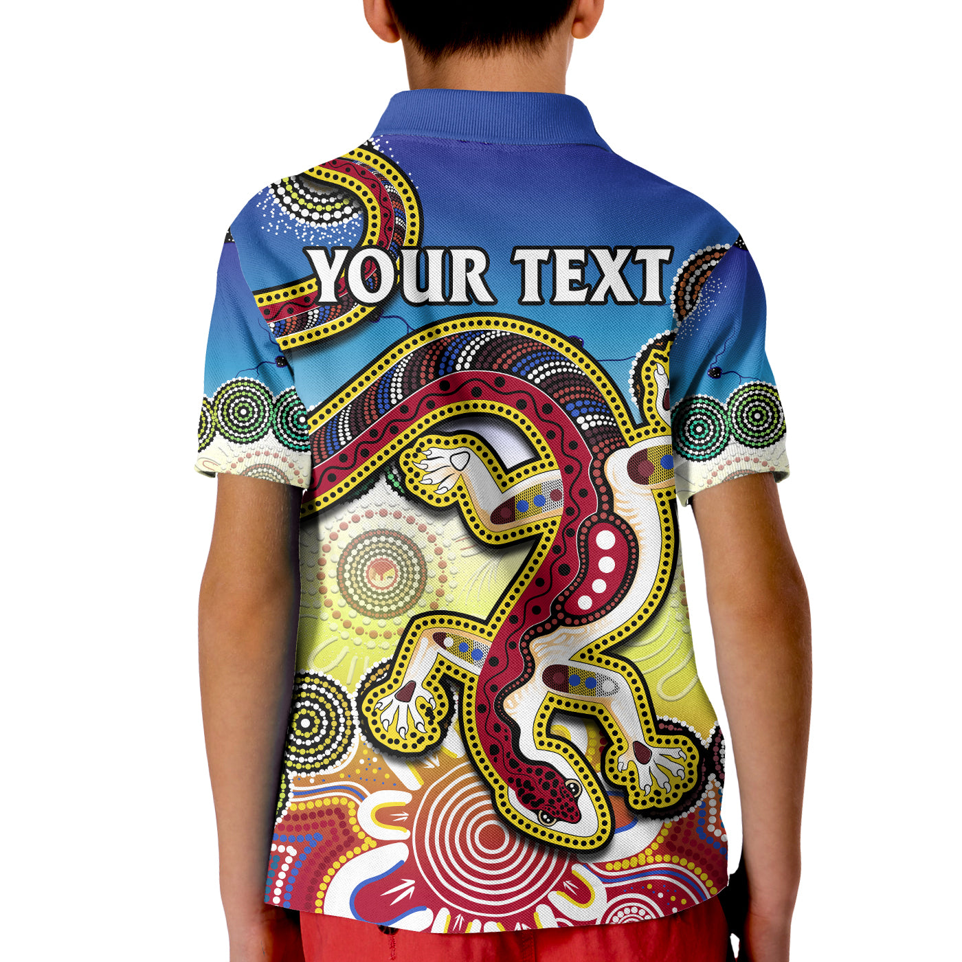 (Custom Personalised) Australia Polo Shirt KID Indigenous Red Lizard Love Aussie Artsy - Vibe Hoodie Shop