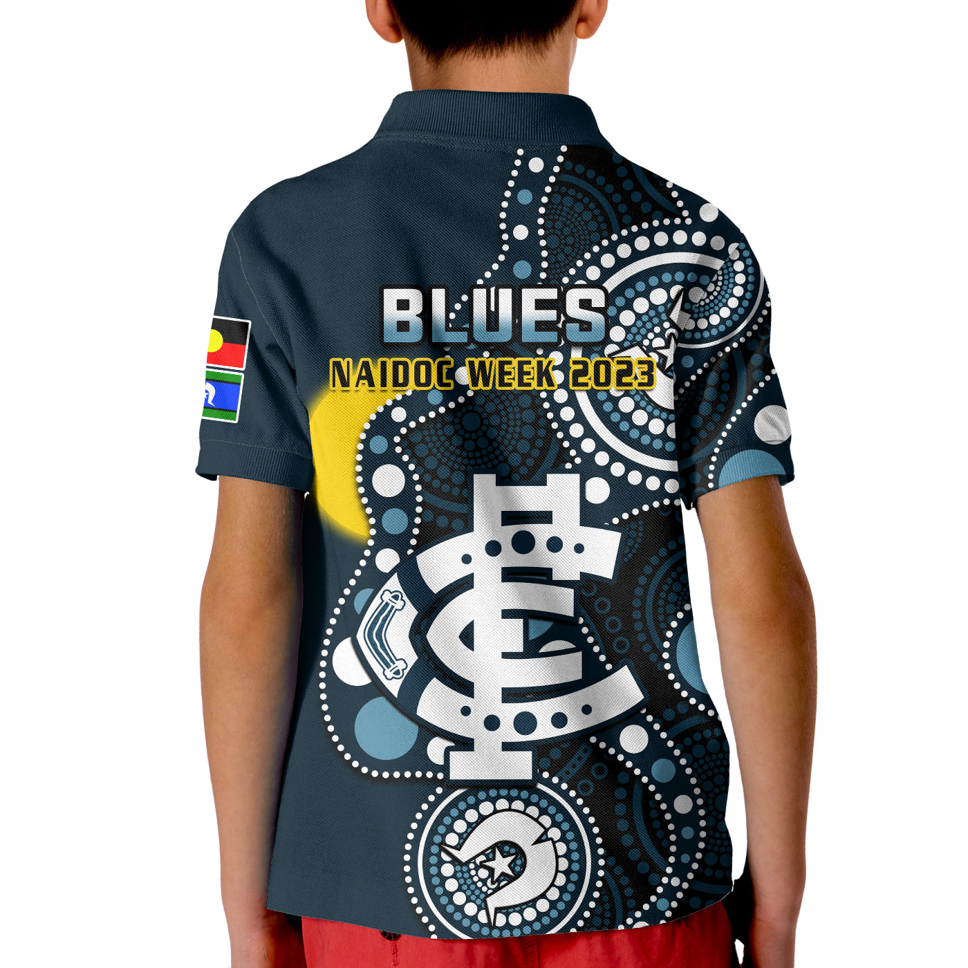 Carlton Football NAIDOC 2023 Polo Shirt Blues For Our Elders Indigenous Art - Vibe Hoodie Shop