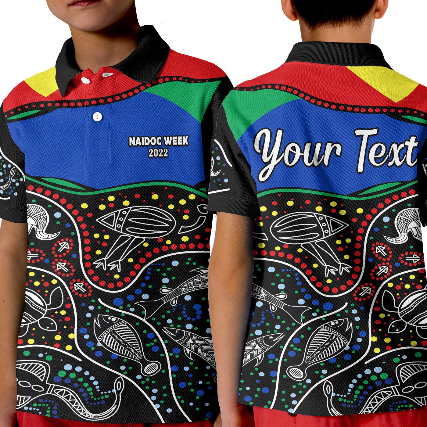 (Custom Personalised) NAIDOC Week 2022 Polo Shirt KID National Aborigines And Torres Strait Islander Animals Aboriginal - Vibe Hoodie Shop