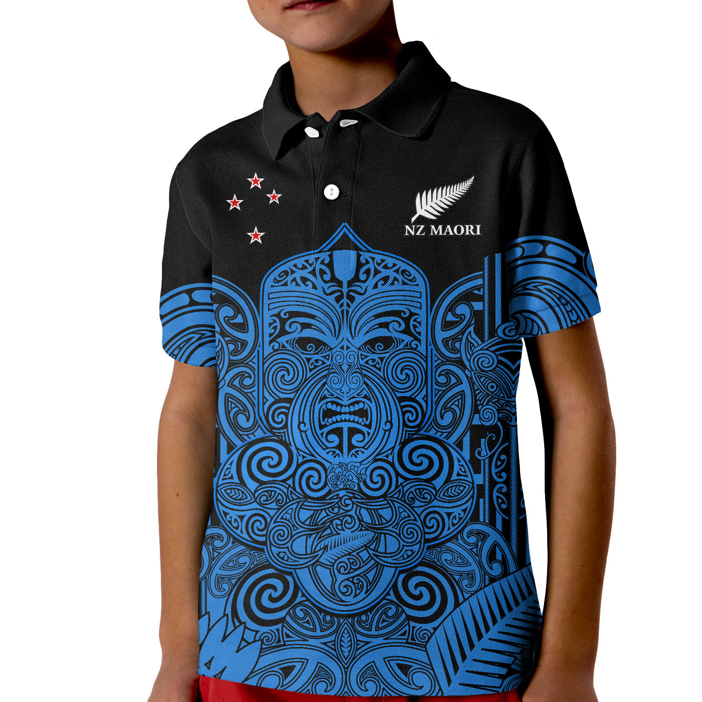 (Custom Text And Number) New Zealand Tiki Rugby Polo Shirt KID NZ Maori Koru Pattern Ver.05 - Vibe Hoodie Shop