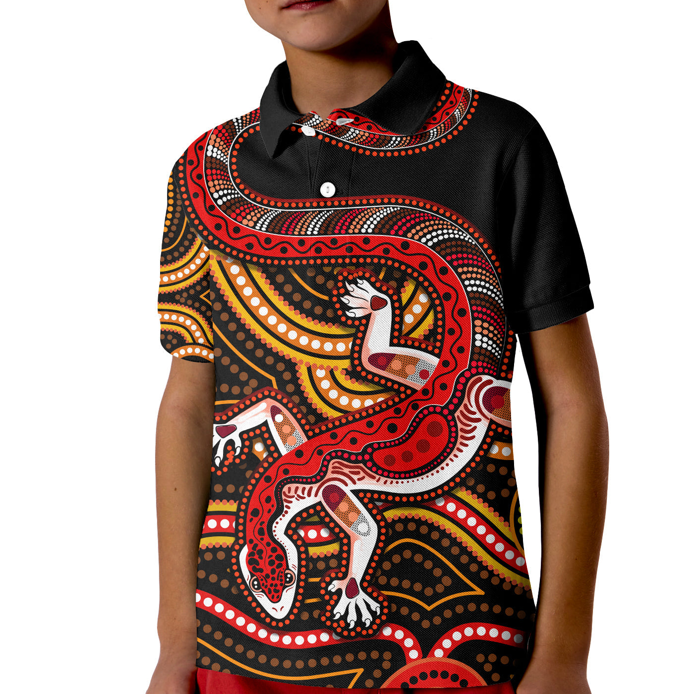 (Custom Personalised) Aboriginal Art Lizard Polo Shirt KID You Are Number One - Vibe Hoodie Shop