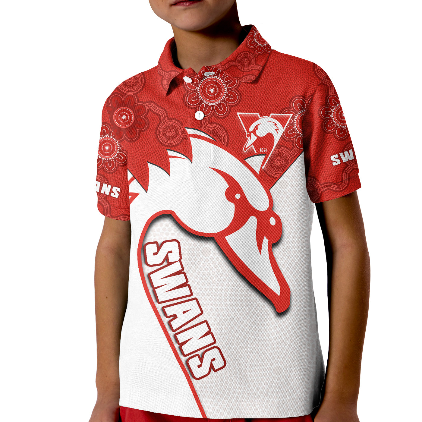 Sydney Football Polo Shirt Swans 1874 Dot Painting Artsy - Vibe Hoodie Shop