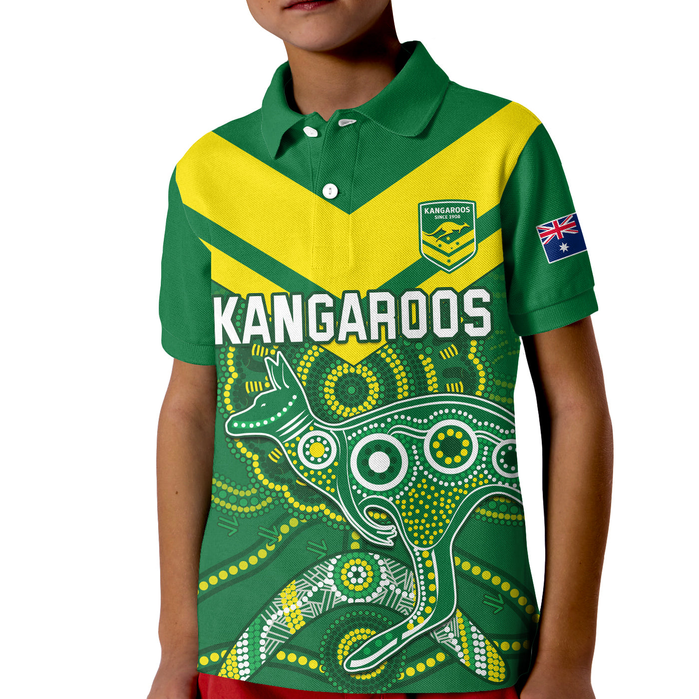 (Custom Text and Number) Australia Rugby Polo Shirt Kangaroos Boomerang Aboriginal - Vibe Hoodie Shop