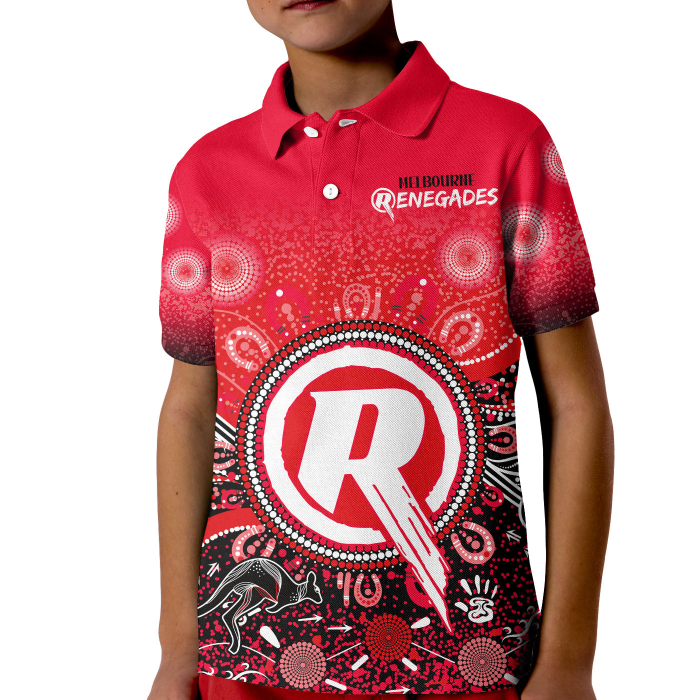 (Custom Text and Number) Melbourne Renegades Polo Shirt KID Cricket Aboriginal - Vibe Hoodie Shop