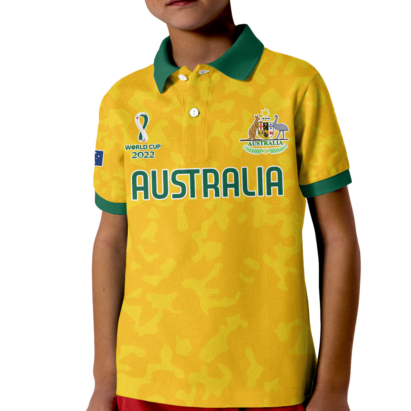 (Custom Text and Number) Australia Soccer Polo Shirt World Cup Football 2022 Socceroos with Kangaroos - Vibe Hoodie Shop