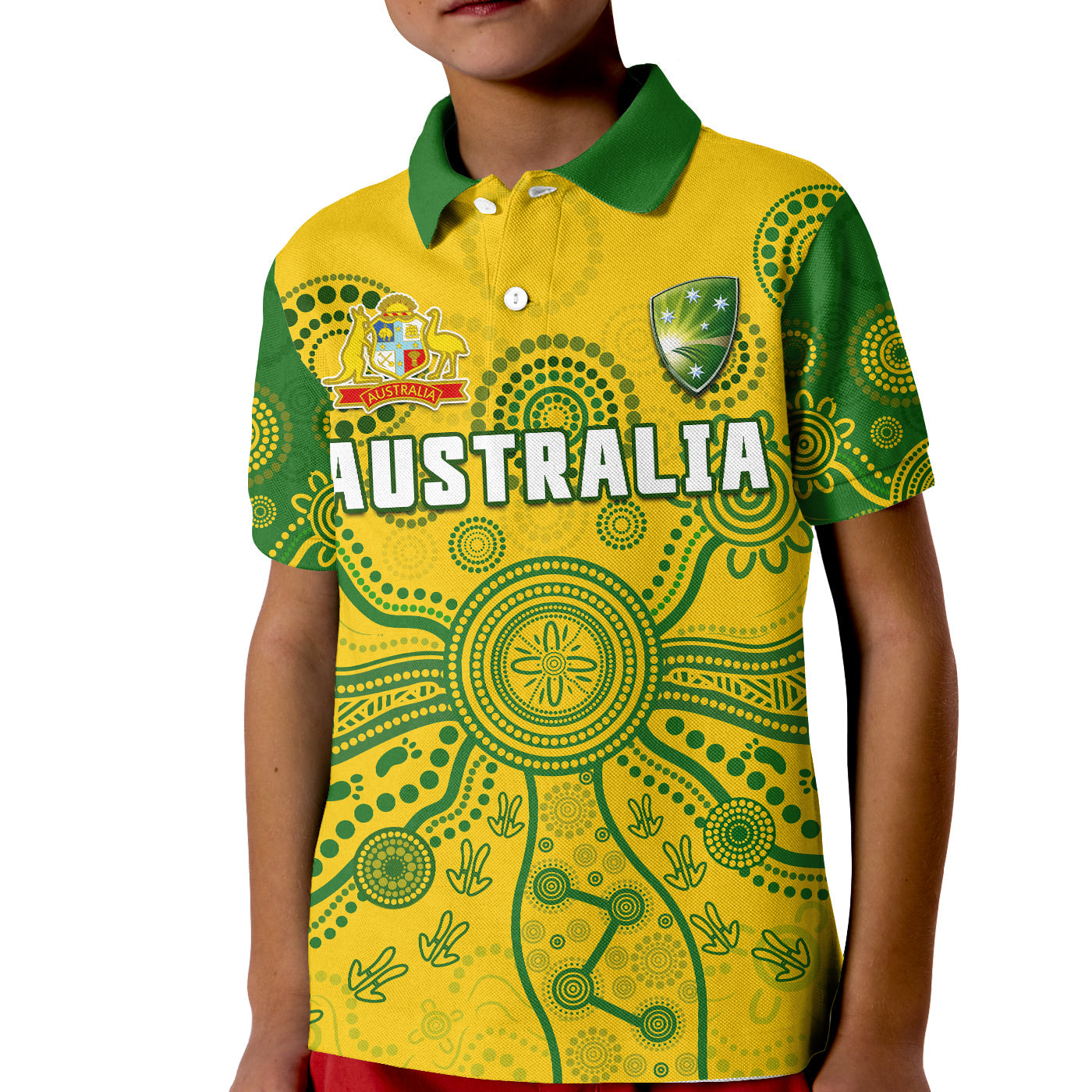 (Custom Text And Number) Cricket Australia Polo Shirt KID Aussie 2022 Indigenous Special Version - Vibe Hoodie Shop