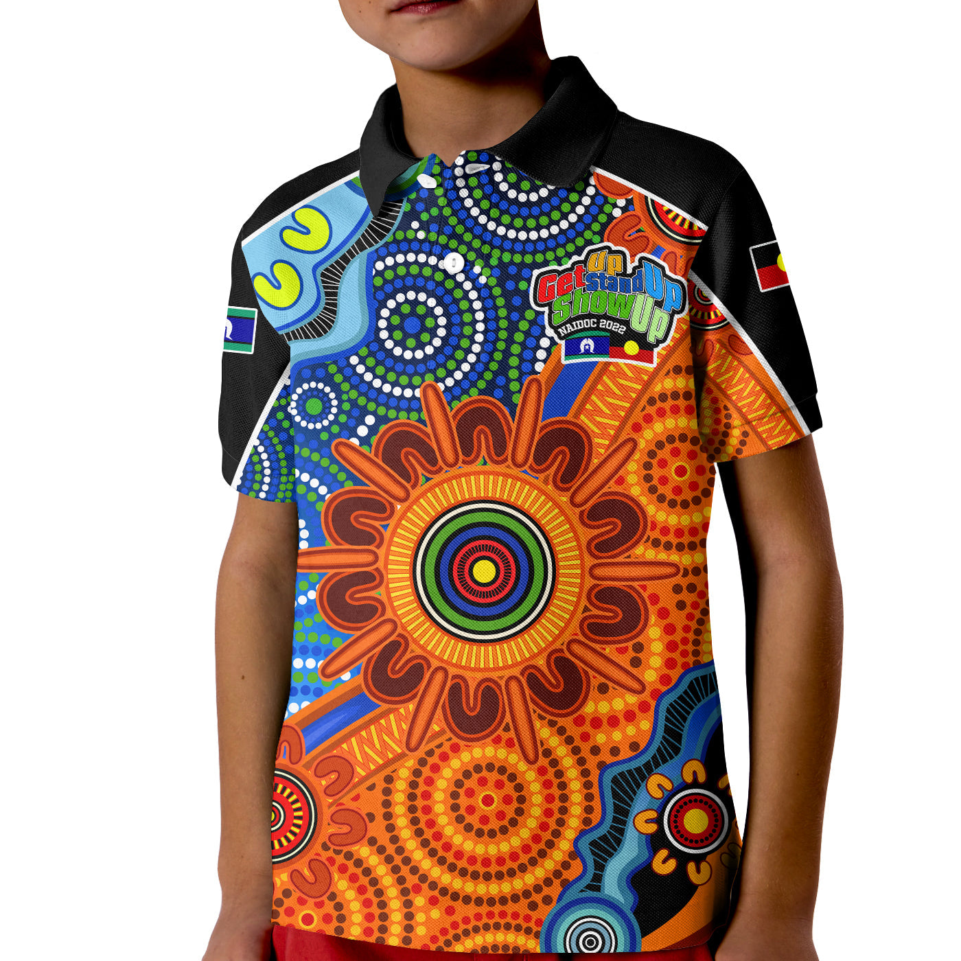 (Custom Text and Number) NAIDOC Week 2022 Polo Shirt KID Aboriginal and Torres Strait Islanders Together - Vibe Hoodie Shop