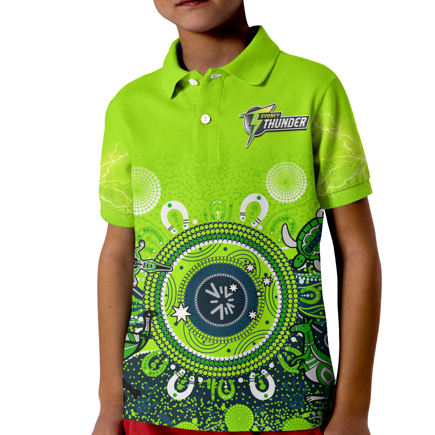 (Custom Text and Number) Sydney Thunder Polo Shirt Cricket Aboriginal - Vibe Hoodie Shop