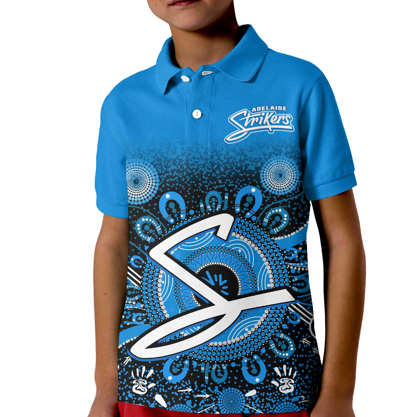 (Custom Text and Number) Adelaide Strikers Polo Shirt KID Aboriginal Sunshine - Vibe Hoodie Shop