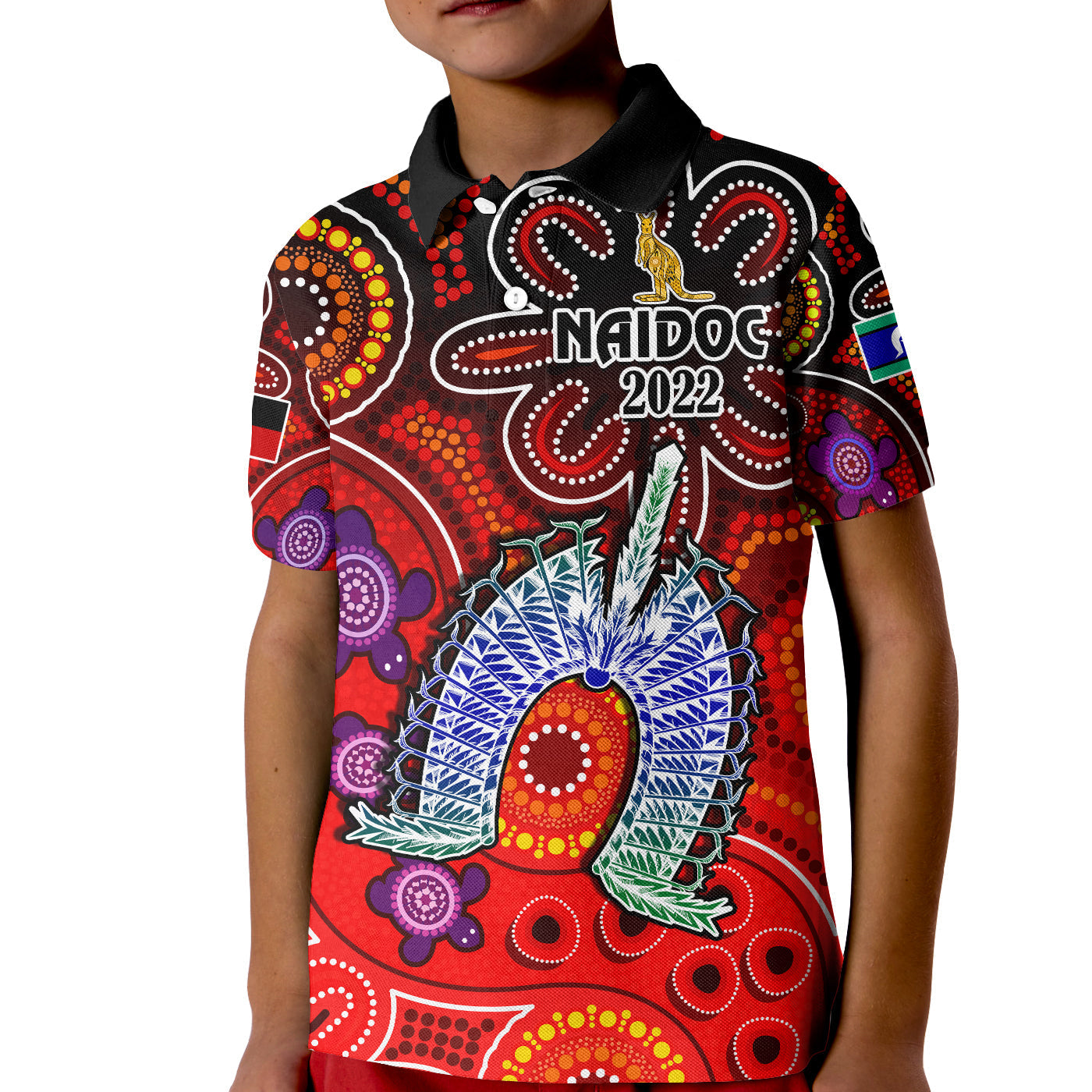 (Custom Text And Number) Australia NAIDOC Week Polo Shirt KID Australian Aboriginal Dhari Kangaroo Artsy Style - Vibe Hoodie Shop