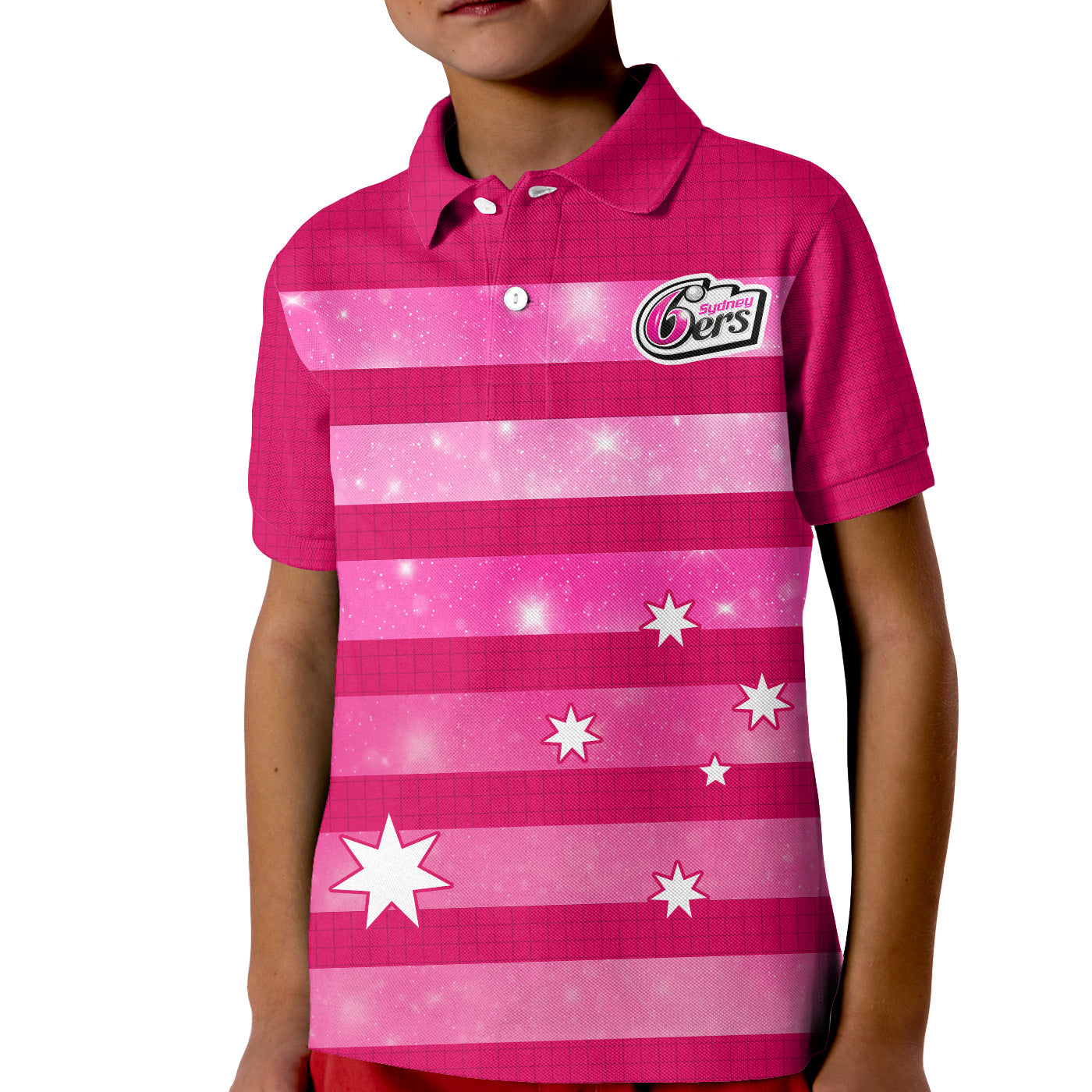 (Custom Text and Number) Sydney Sixers Cricket Polo Shirt Galaxy Star Simple Ver.01 - Vibe Hoodie Shop