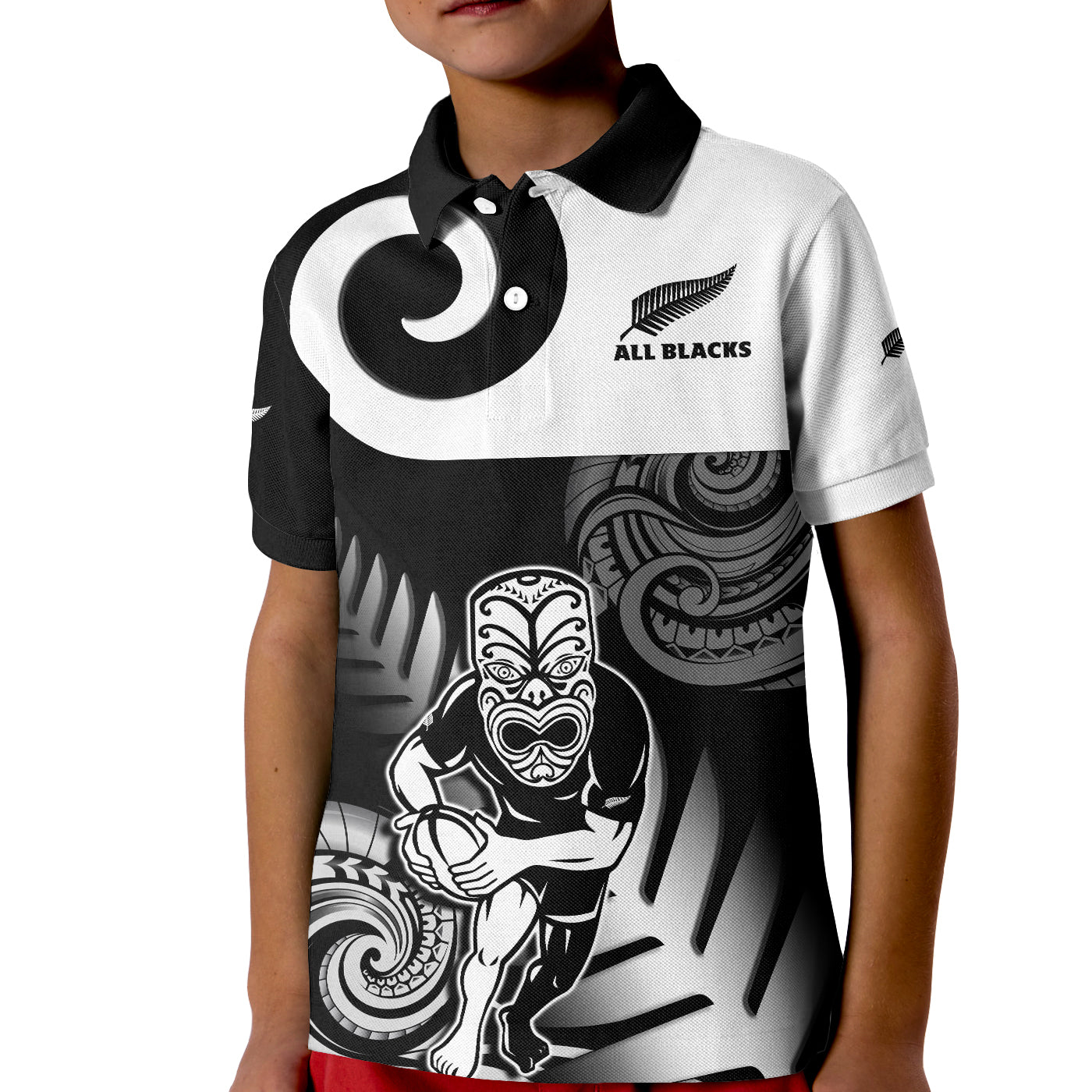 New Zealand Silver Fern Rugby Polo Shirt KID All Black Maori Koru - Vibe Hoodie Shop