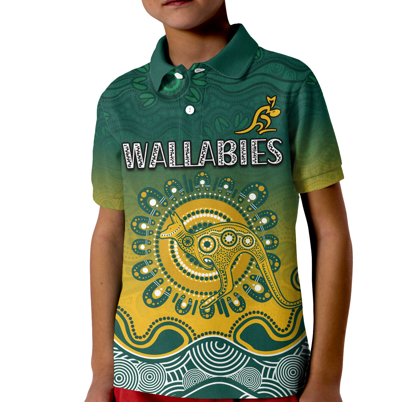 (Custom Text and Number) Wallabies Rugby Australia Polo Shirt Aboriginal - Vibe Hoodie Shop