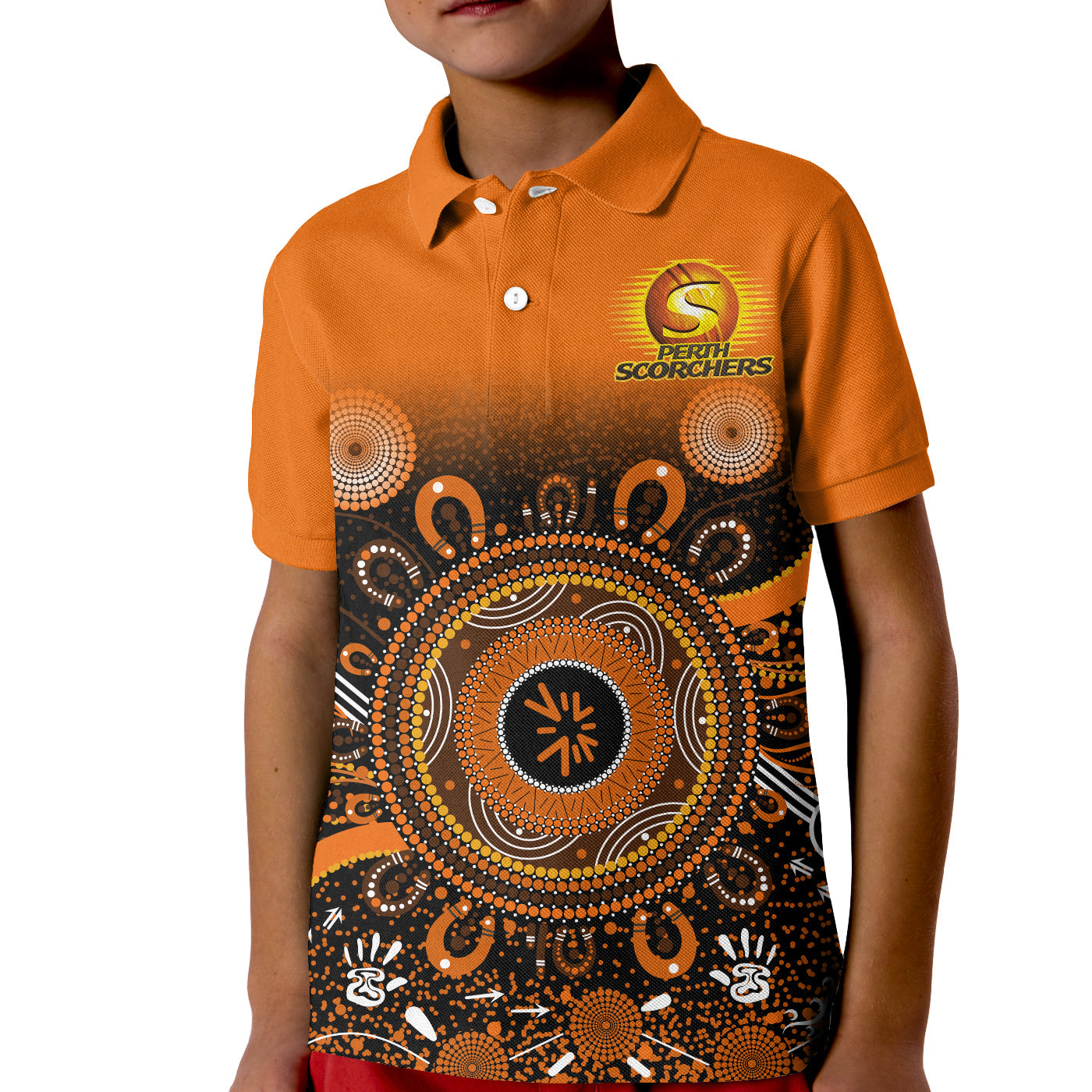 Perth Scorchers Polo Shirt Aboriginal Sunshine - Vibe Hoodie Shop