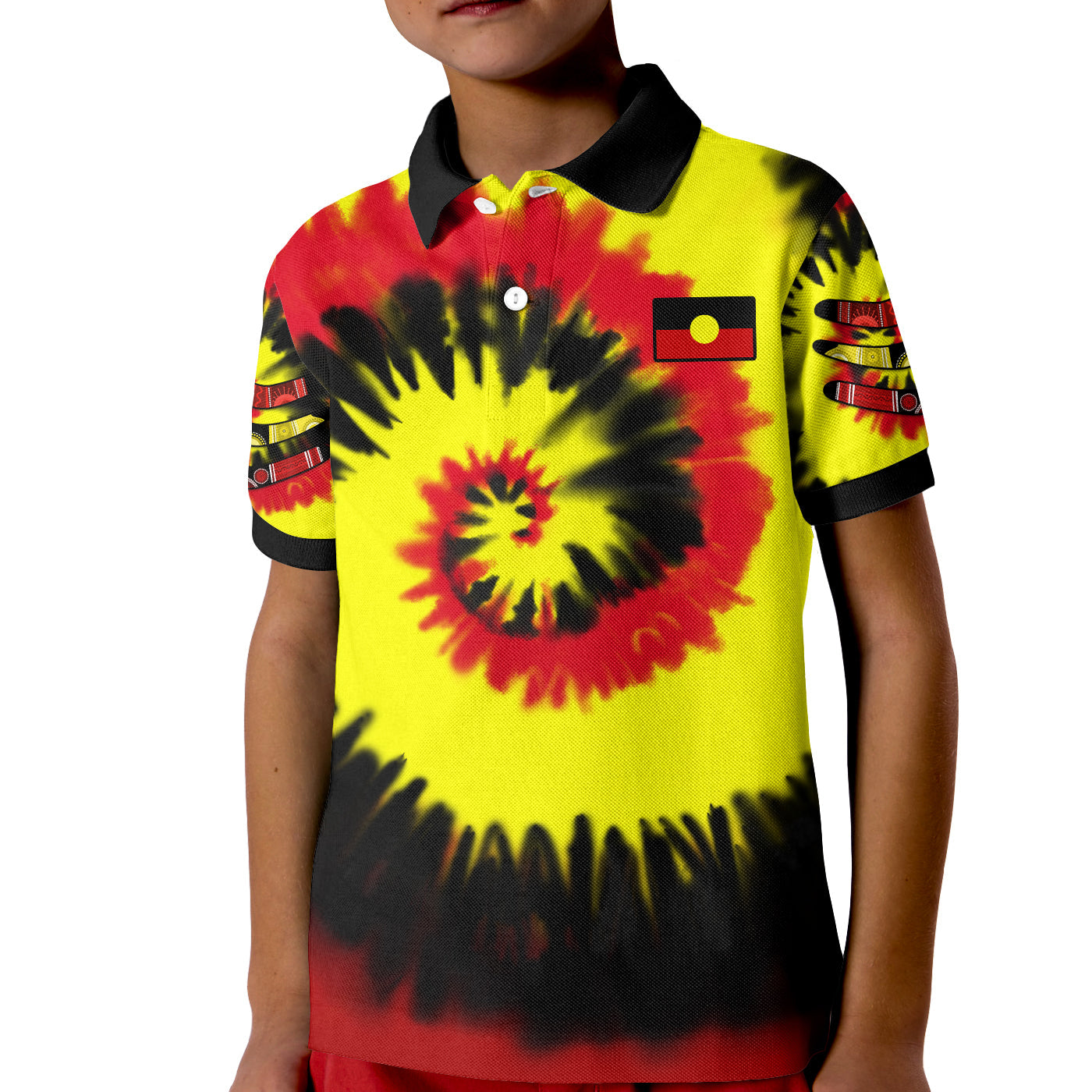 (Custom Text and Number) Australia Aboriginal Polo Shirt Colorful Tie Dye - Vibe Hoodie Shop