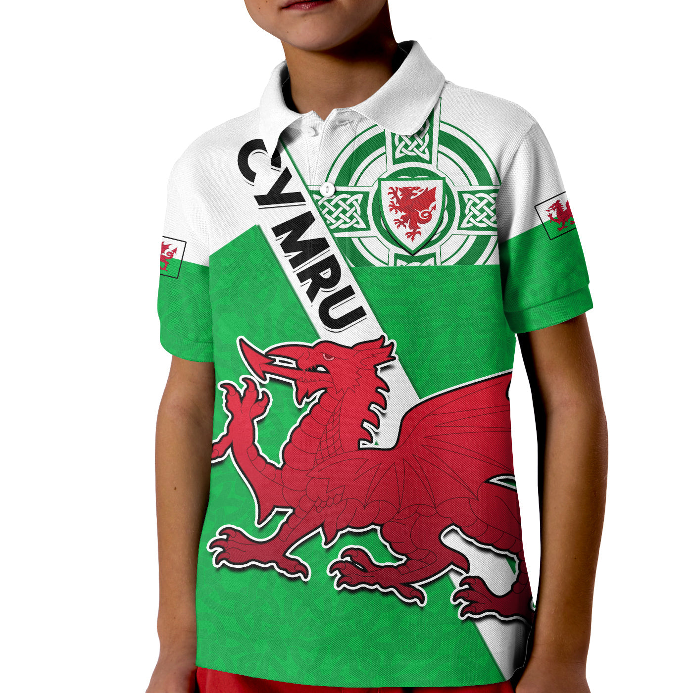 Wales Football Polo Shirt Come On Welsh Dragon With Celtic Knot Pattern - Vibe Hoodie Shop