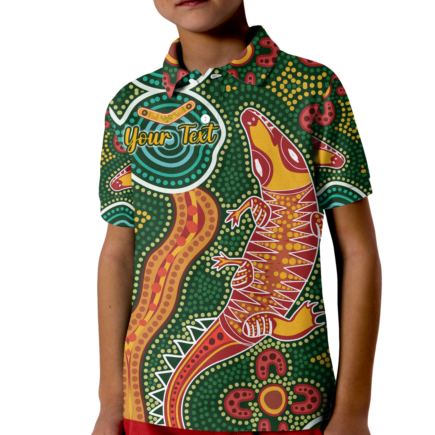 (Custom Personalised) Aboriginal Art Crocodile Polo Shirt KID You Are Number One - Vibe Hoodie Shop