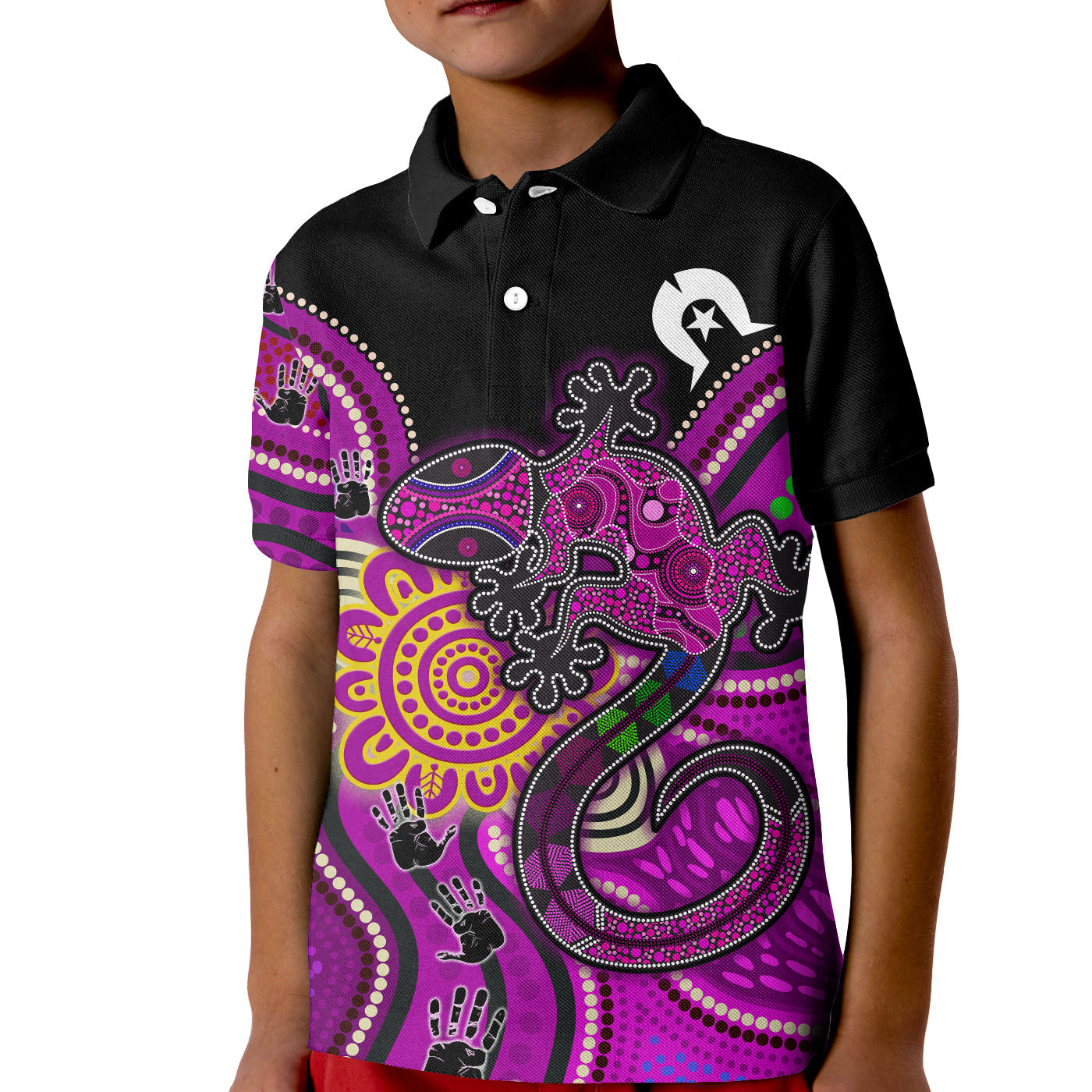 (Custom Personalised) NAIDOC Week 2022 Polo Shirt KID Aboriginal Lizard - Vibe Hoodie Shop