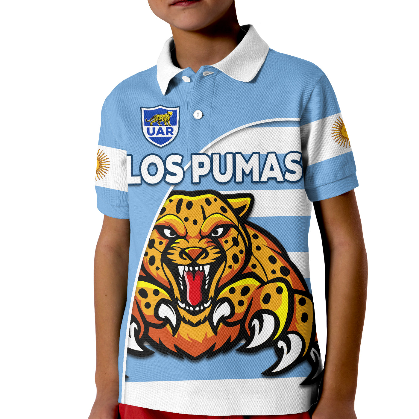 (Custom Text And Number) Argentina Rugby Polo Shirt KID Los Pumas 2022 We Are The Champions - Vibe Hoodie Shop