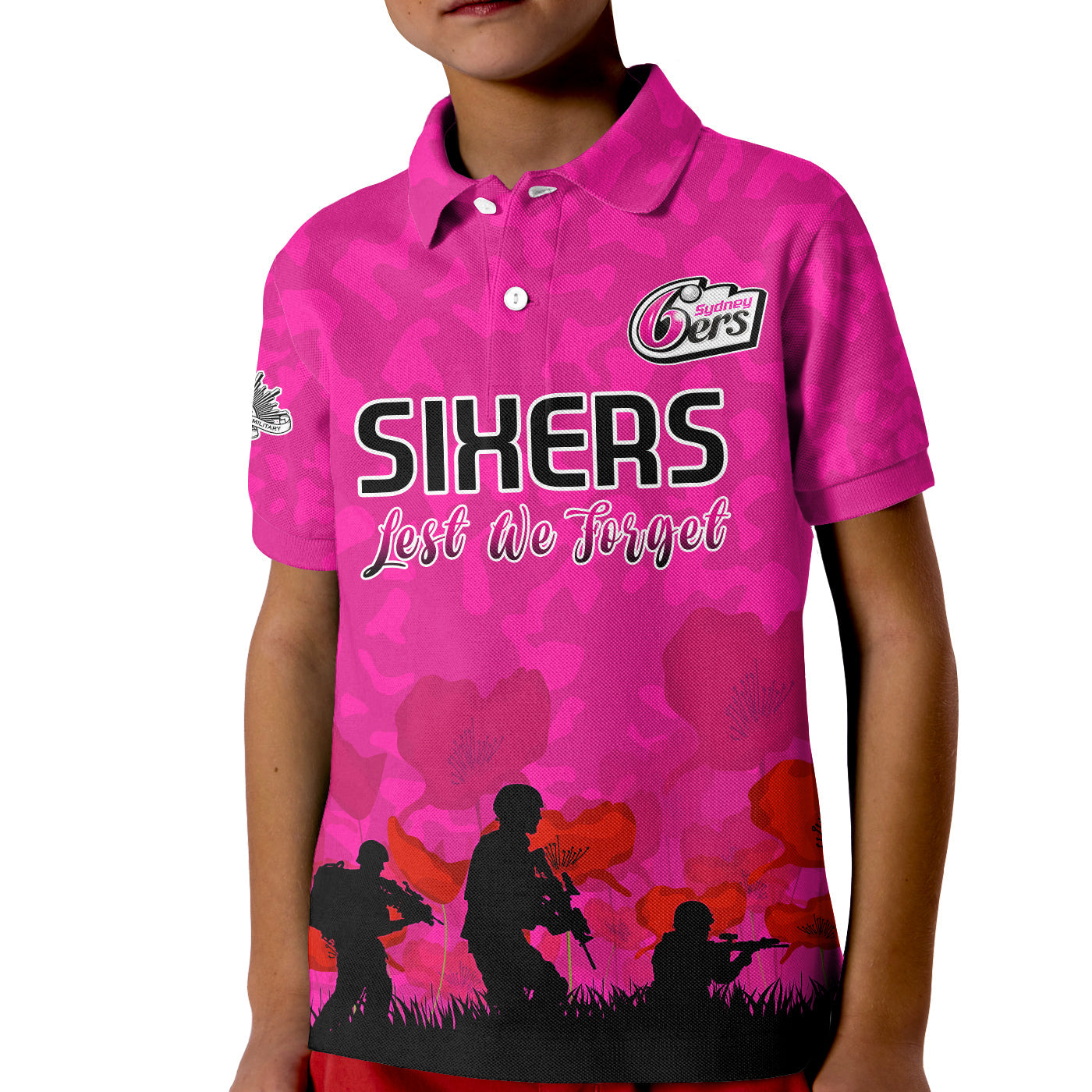 Sydney Sixers Cricket Polo Shirt Anzac Day Camouflage Poppy Lest We Forget - Vibe Hoodie Shop