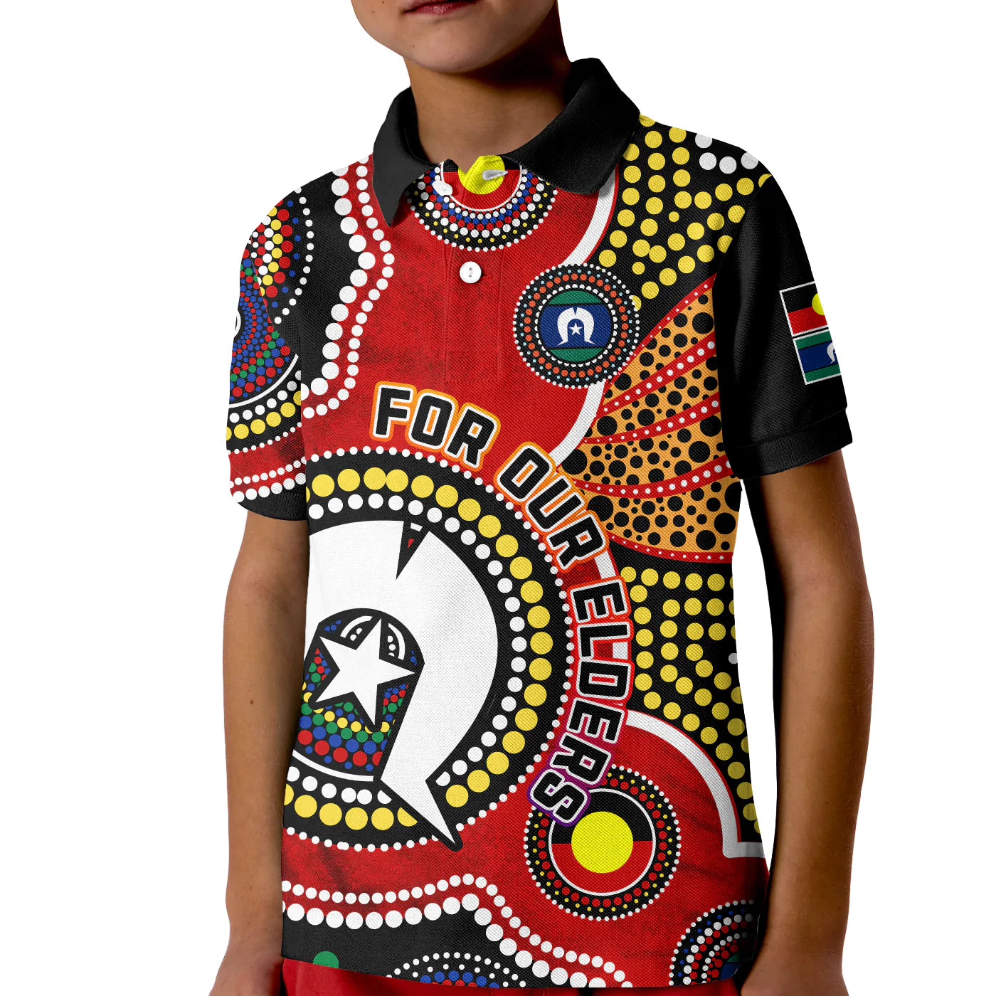 (Custom Personalised) Australia NAIDOC Week Polo Shirt KID For Our Elders Aborigines and Islanders Flag - Vibe Hoodie Shop