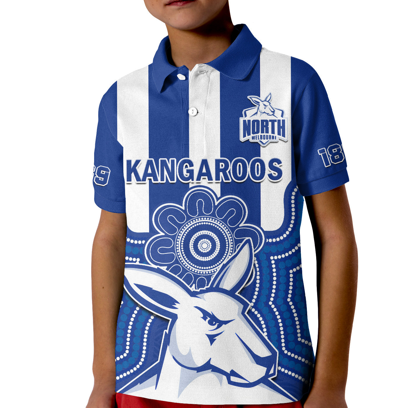 (Custom Text And Number) Melbourne Football Polo Shirt North Kangaroos 1869 Aboriginal Art - Vibe Hoodie Shop